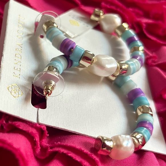 NWT Rachel Pearl Beaded Hoop Earrings - Picture 9 of 10